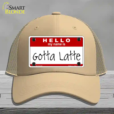 Gotta Latte Novelty License Plate Hat Mesh / Khaki