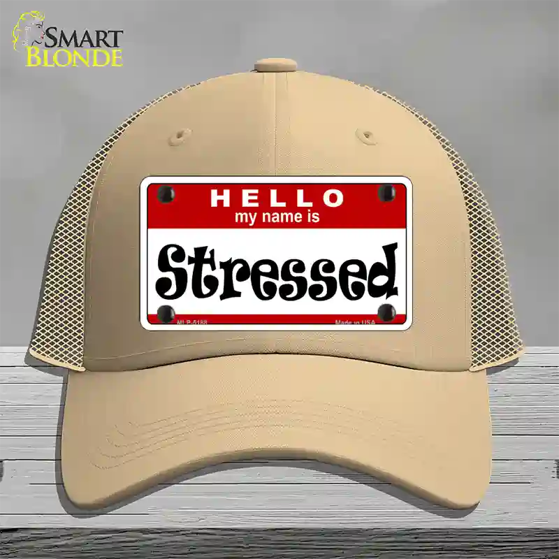 Stressed Novelty License Plate Hat Mesh / Khaki