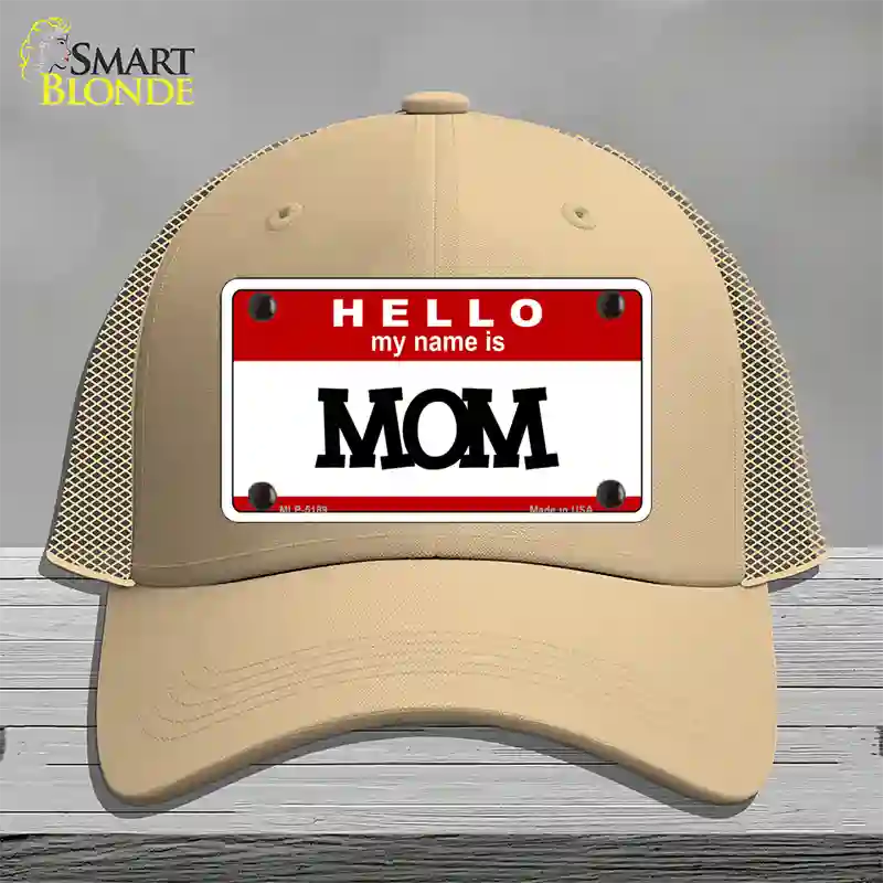 Mom Novelty License Plate Hat Mesh / Khaki