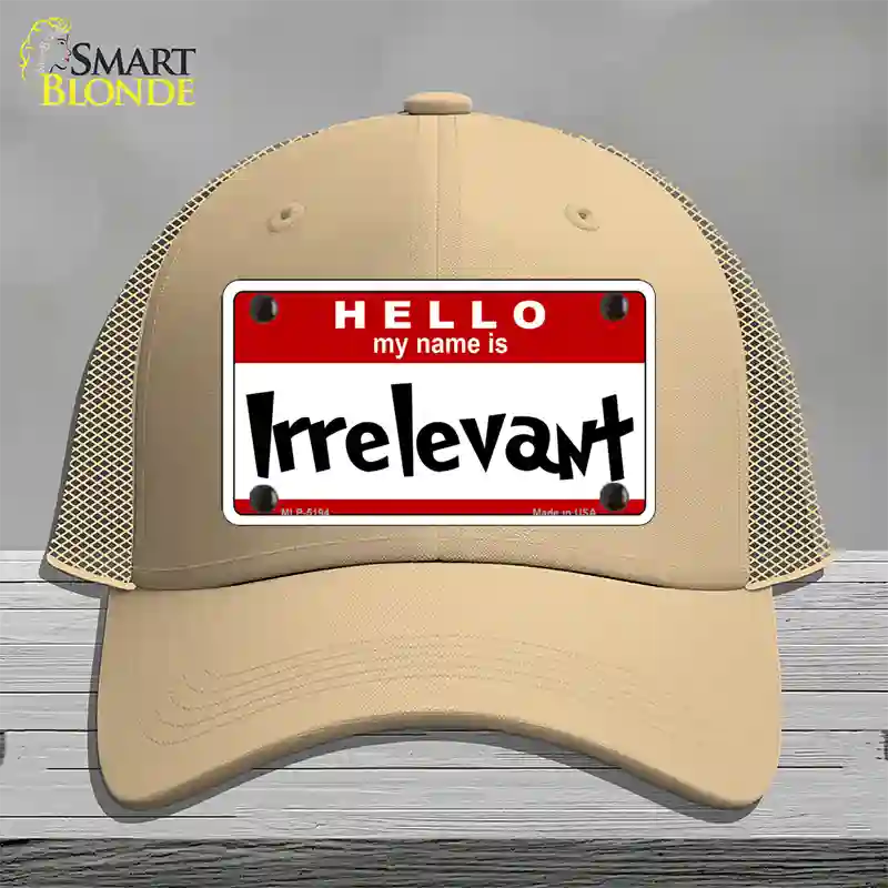 Irrelevant Novelty License Plate Hat Mesh / Khaki