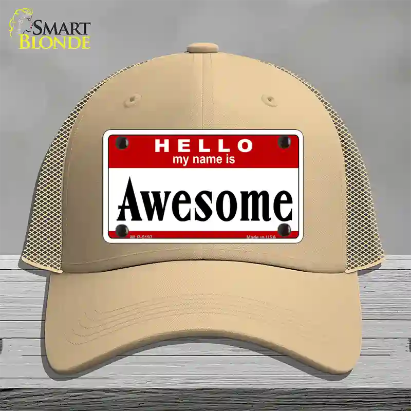 Awesome Novelty License Plate Hat Mesh / Khaki