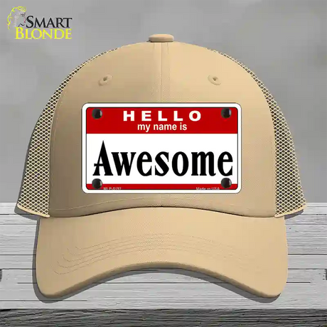 Awesome Novelty License Plate Hat Mesh / Khaki