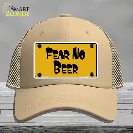 Fear No Beer Novelty License Plate Hat Mesh / Khaki