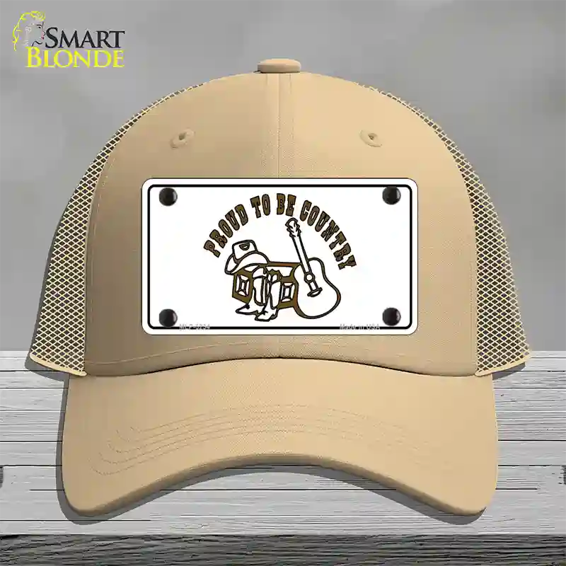 Proud to Be Country Novelty License Plate Hat Mesh / Khaki