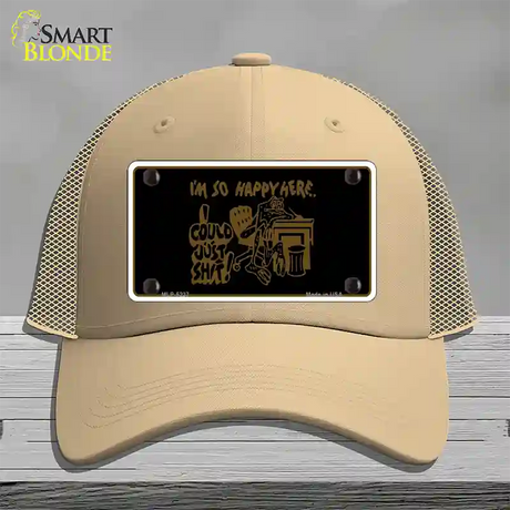 Im So Happy Here Novelty License Plate Hat Mesh / Khaki