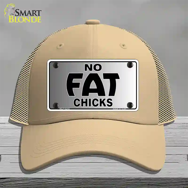 No Fat Chicks Novelty License Plate Hat Mesh / Khaki