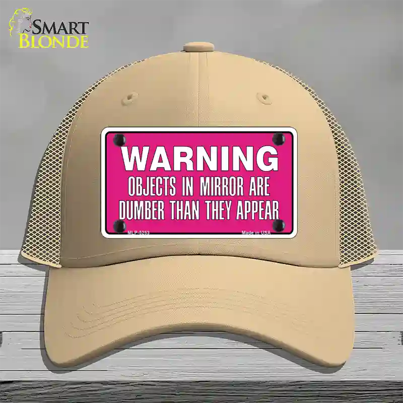 Objects In Mirror Pink Novelty License Plate Hat Mesh / Khaki