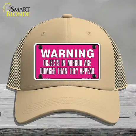 Objects In Mirror Pink Novelty License Plate Hat Mesh / Khaki