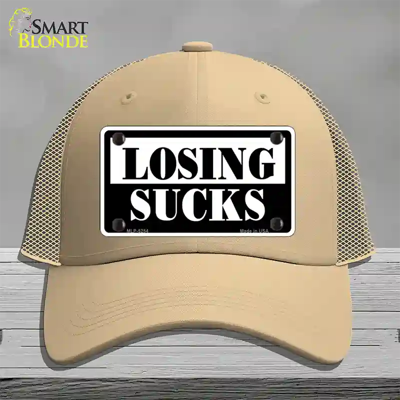 Losing Sucks Novelty License Plate Hat Mesh / Khaki