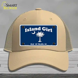 Island Girl Novelty License Plate Hat Mesh / Khaki