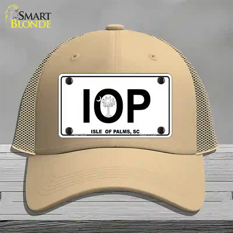 IOP Isle of Palms Novelty License Plate Hat Mesh / Khaki