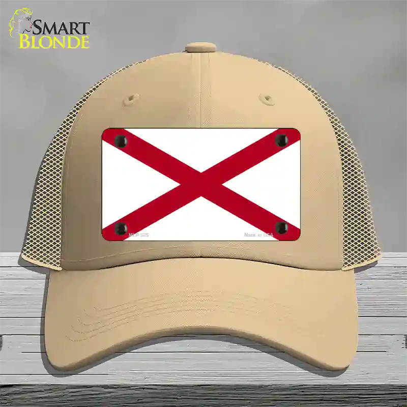 Alabama State Flag Novelty License Plate Hat Sign Mesh / Khaki