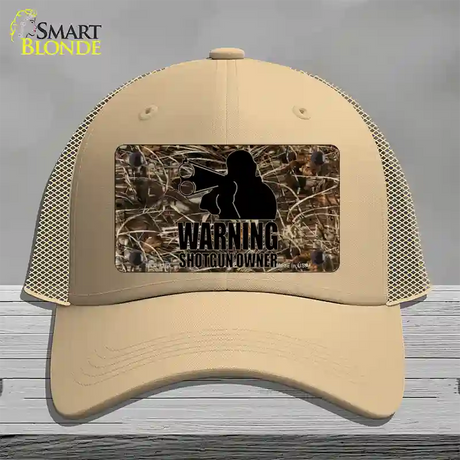 Warning Shotgun Owner Novelty License Plate Hat Mesh / Khaki