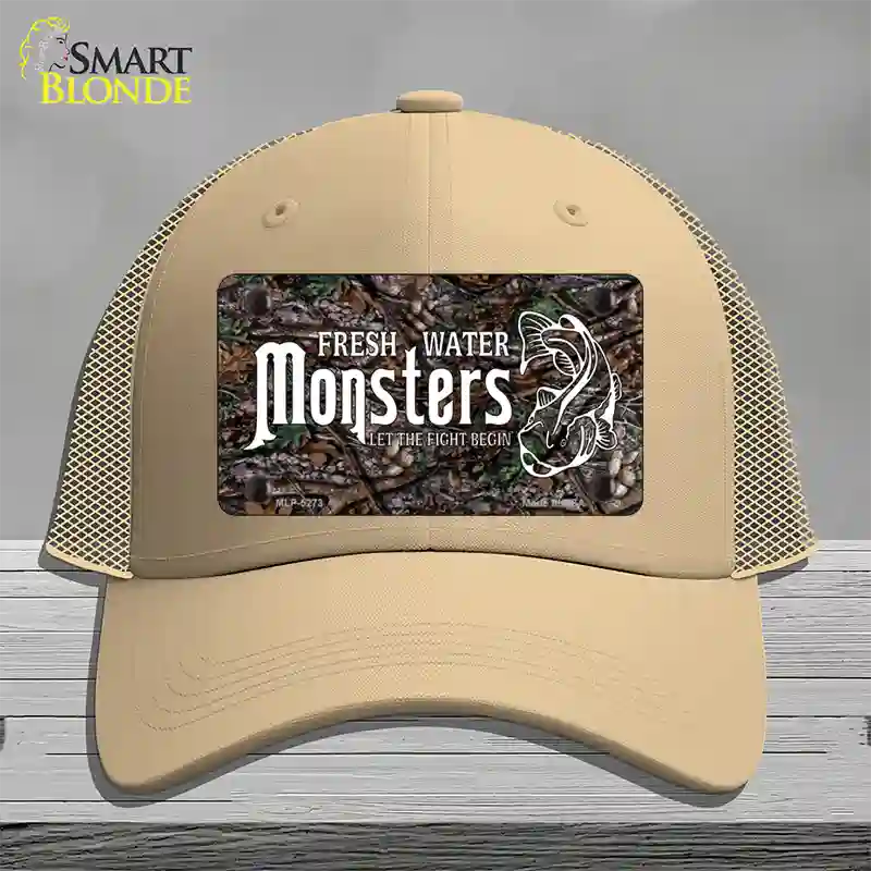 Fresh Water Monsters Novelty License Plate Hat Mesh / Khaki