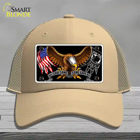 POW MIA All Gave Some Some Gave All Novelty License Plate Hat Mesh / Khaki