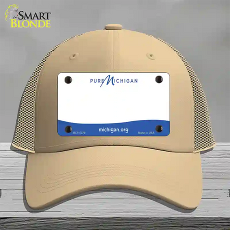 Pure Michigan Blank Novelty License Plate Hat Mesh / Khaki