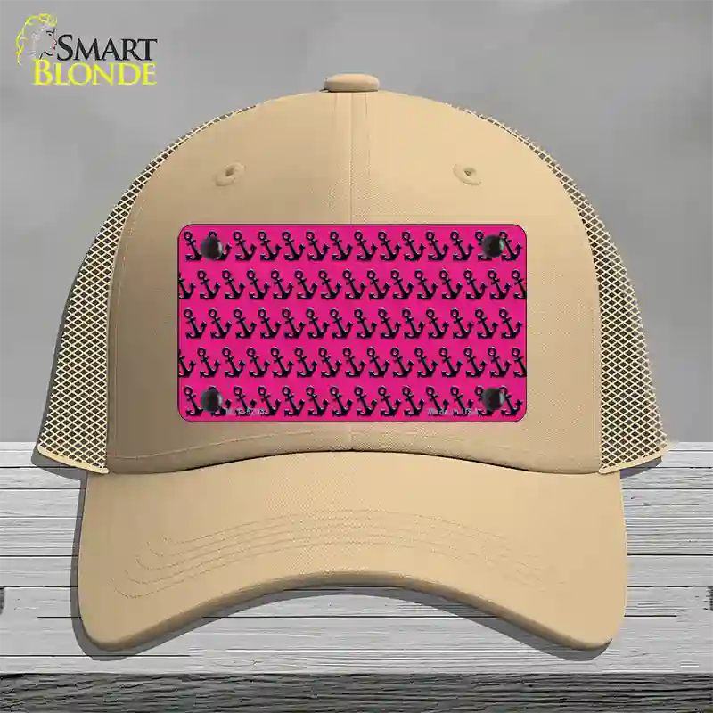 Pink Black Anchor Novelty License Plate Hat Mesh / Khaki