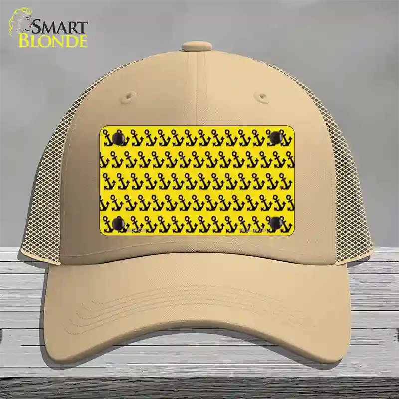 Yellow Black Anchor Novelty License Plate Hat Mesh / Khaki