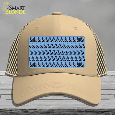 Light Blue Black Anchor Novelty License Plate Hat Mesh / Khaki