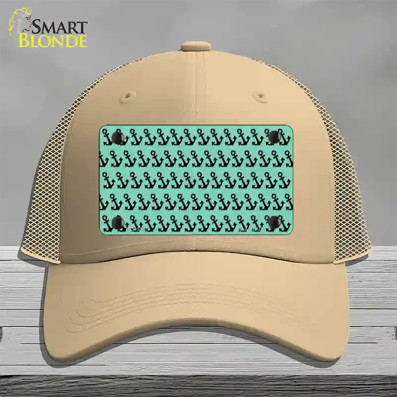 Mint Black Anchor Novelty License Plate Hat Mesh / Khaki