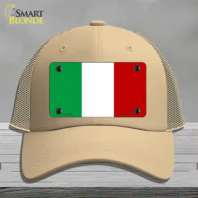 Italy Flag Novelty License Plate Hat Mesh / Khaki