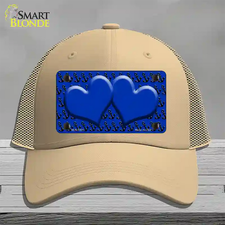 Blue Black Anchor Blue Heart CenterNovelty License Plate Hat Mesh / Khaki