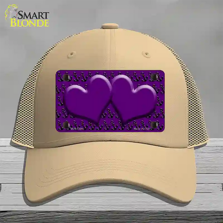 Purple Black Anchor Purple Heart Center Novelty License Plate Hat Mesh / Khaki