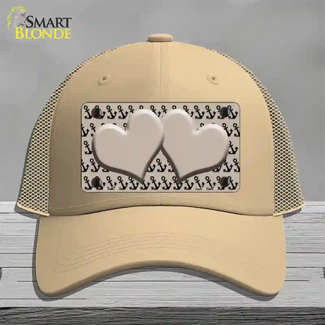 Tan Black Anchor Tan Heart Center Novelty License Plate Hat Mesh / Khaki