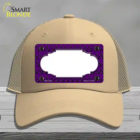 Purple Black Anchor Scallop Center Novelty License Plate Hat Mesh / Khaki