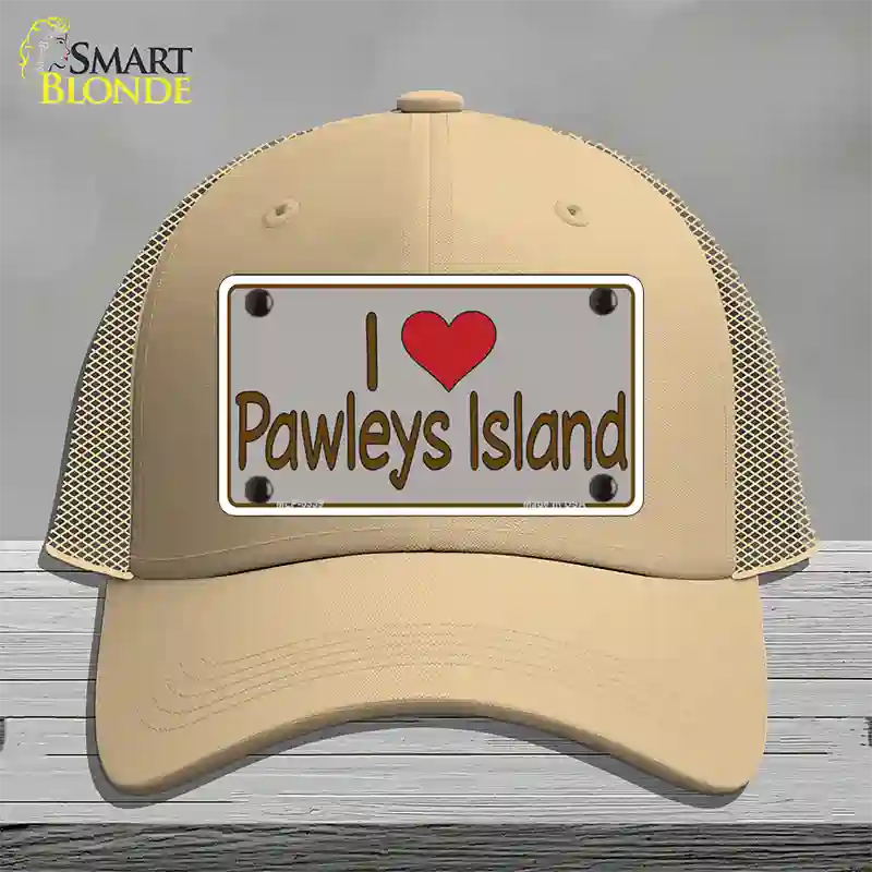 Love Pawleys Island Novelty License Plate Hat Mesh / Khaki