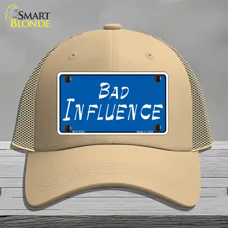 Bad Influence Novelty License Plate Hat Mesh / Khaki