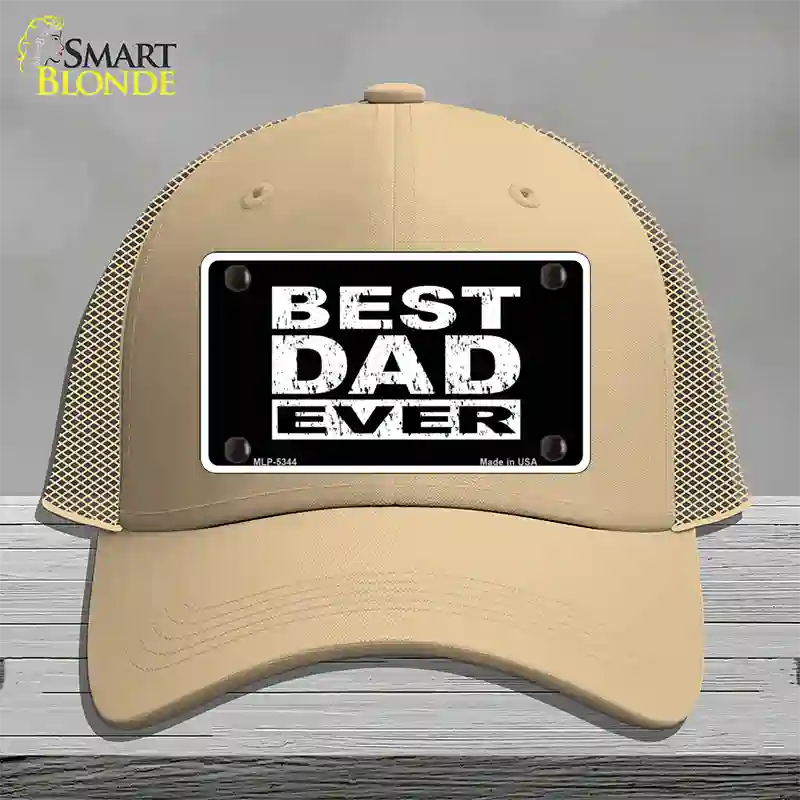 Best Dad Ever Novelty License Plate Hat Mesh / Khaki