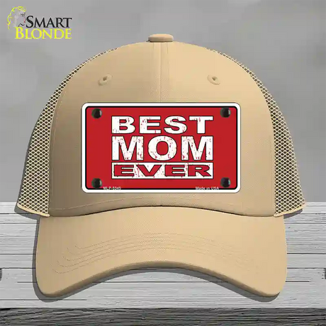 Best Mom Ever Red Novelty License Plate Hat Mesh / Khaki