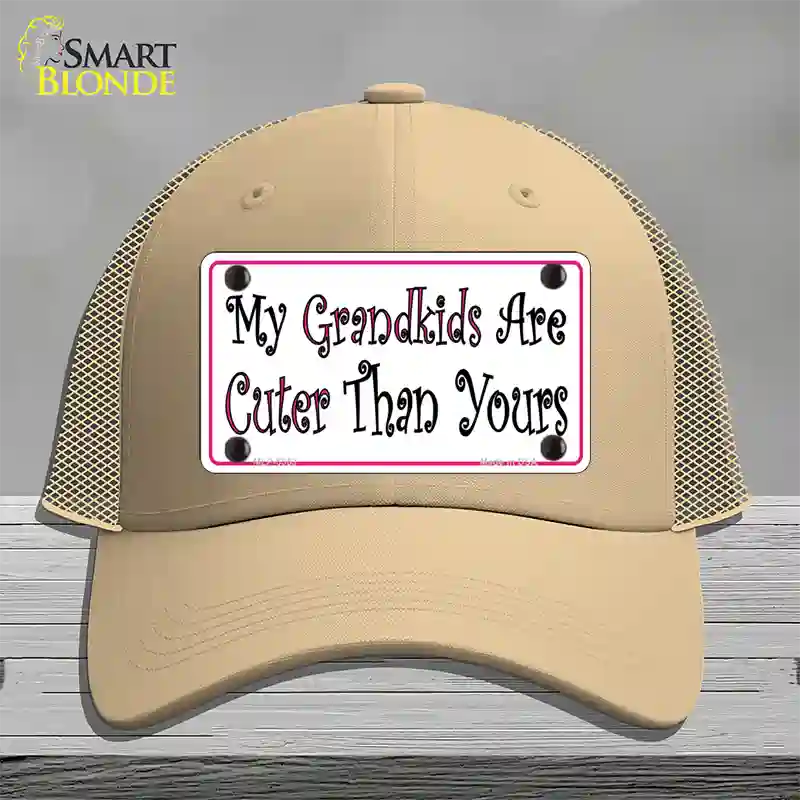 My Grandkids Are Cuter Novelty License Plate Hat Mesh / Khaki