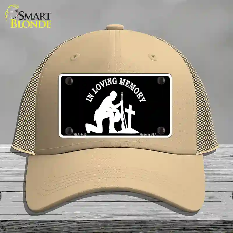 In Loving Memory Cross Novelty License Plate Hat Mesh / Khaki