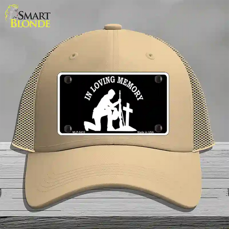 In Loving Memory Cross Novelty License Plate Hat Mesh / Khaki