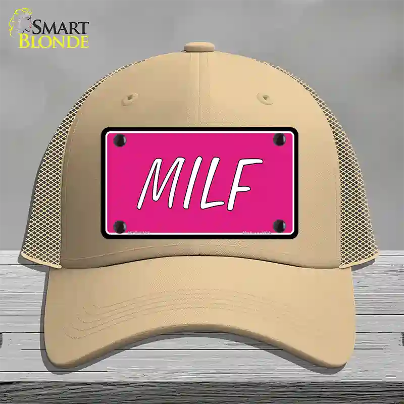 M.I.L.F Pink Novelty License Plate Hat Mesh / Khaki