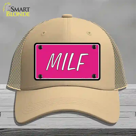 M.I.L.F Pink Novelty License Plate Hat Mesh / Khaki