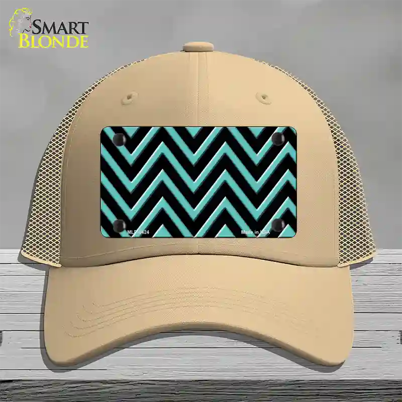 Tiffany Blue Chevron Novelty License Plate Hat Mesh / Khaki