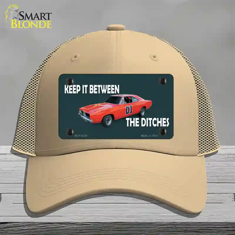 Between The Ditches Novelty License Plate Hat Mesh / Khaki