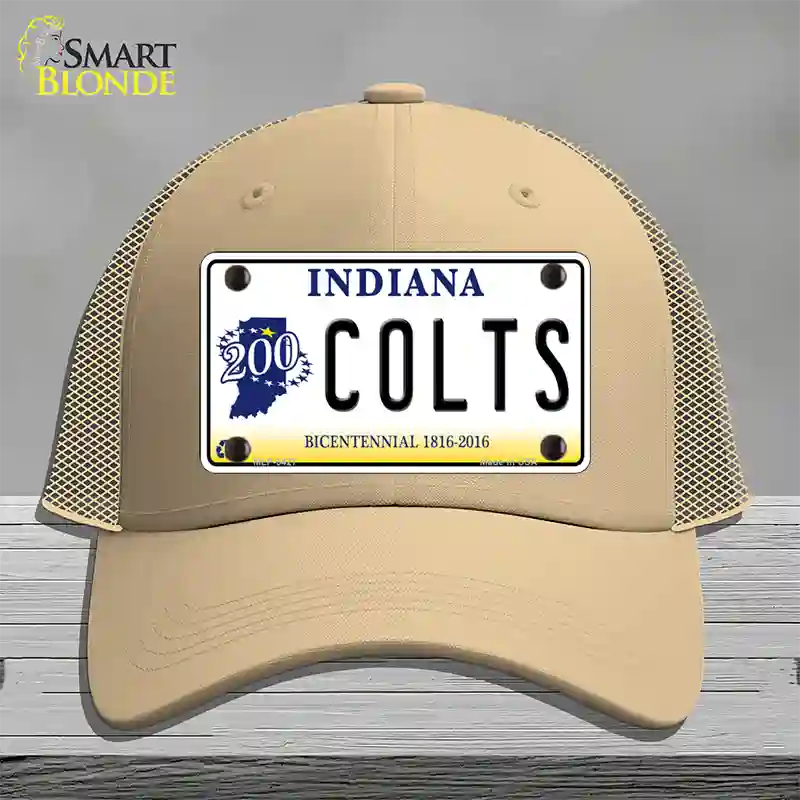 Colts Indiana Bicentennial Novelty License Plate Hat Mesh / Khaki