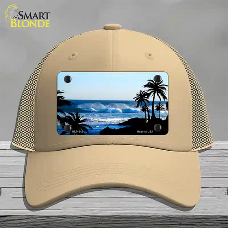 Ocean Wave Novelty License Plate Hat Mesh / Khaki