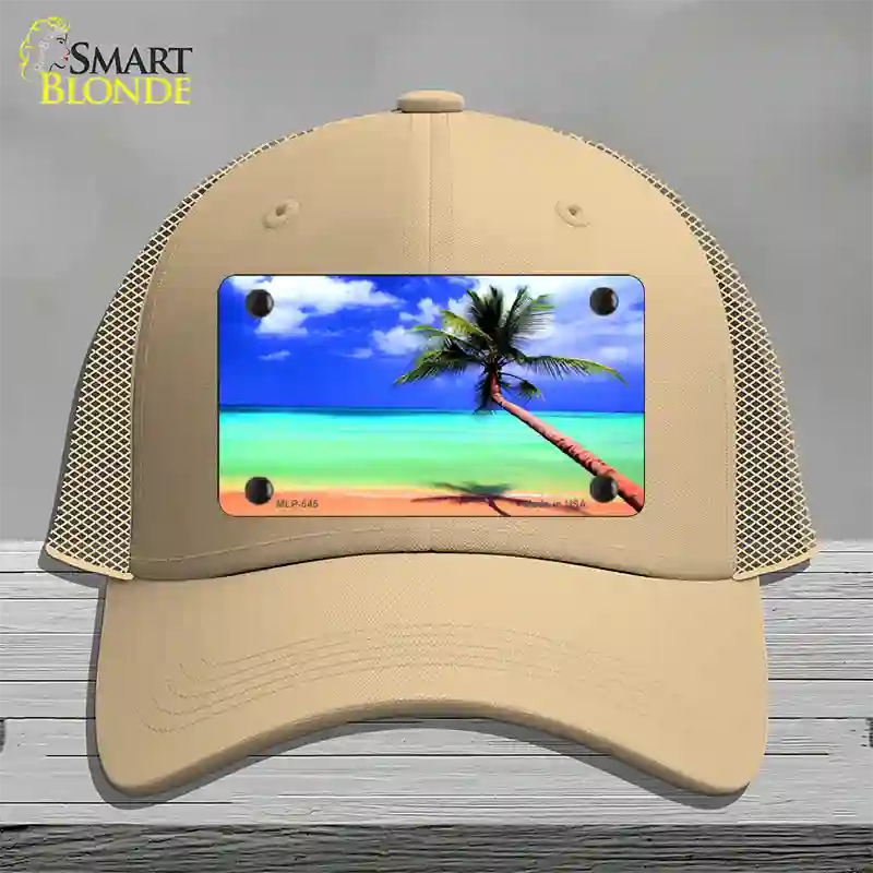 Ocean Sunrise Novelty License Plate Hat Mesh / Khaki