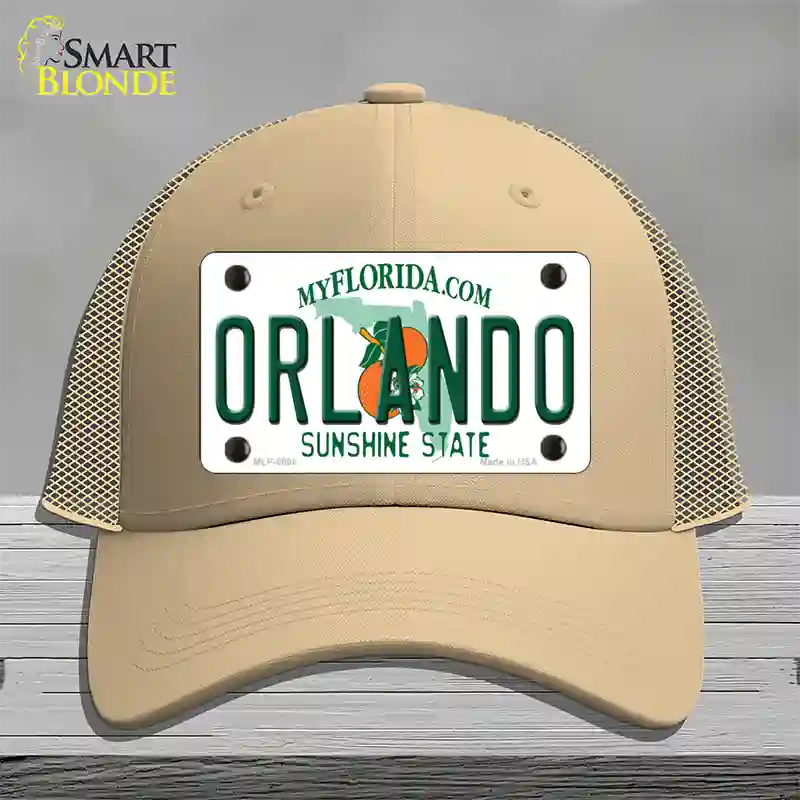 Orlando Florida Novelty License Plate Hat Mesh / Khaki