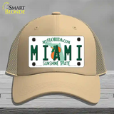 Miami Florida Novelty License Plate Hat Mesh / Khaki