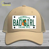 Bad Girl Florida Novelty License Plate Hat Mesh / Khaki