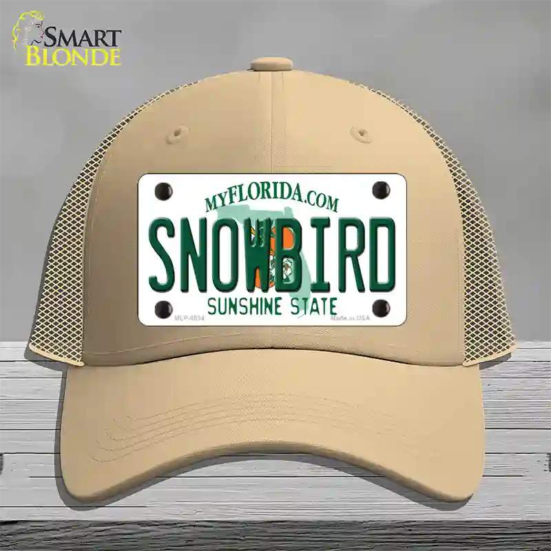 Snowbird Florida Novelty License Plate Hat Mesh / Khaki