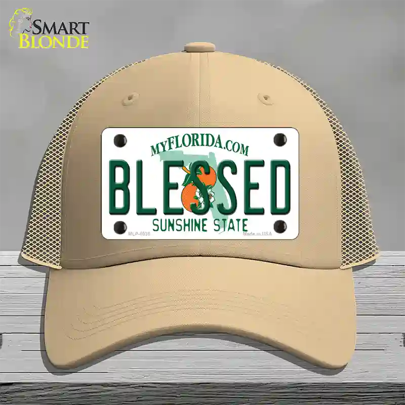 Blessed Florida Novelty License Plate Hat Mesh / Khaki