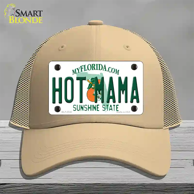 Hot Mama Florida Novelty License Plate Hat Mesh / Khaki