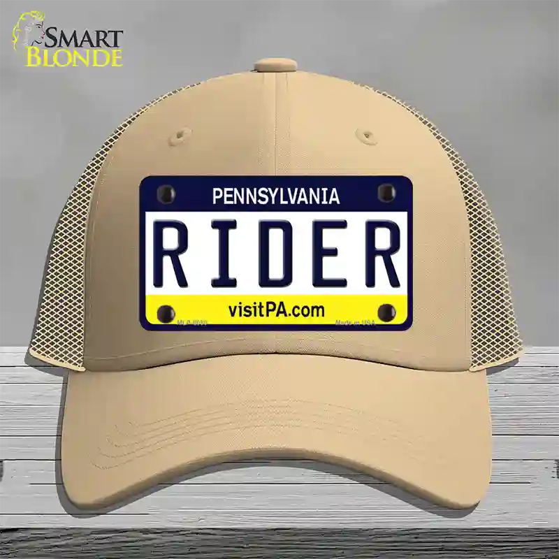 Rider Pennsylvania State Novelty License Plate Hat Mesh / Khaki